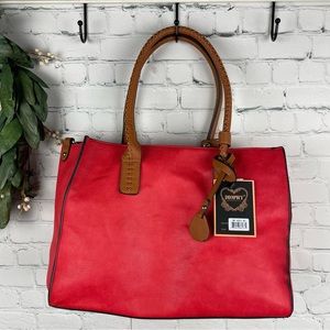DIOPHY NWT Red Tote Faux Leather Handbag